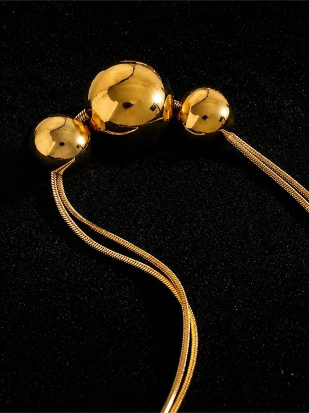 Polished Gold Triple-Bead Necklace